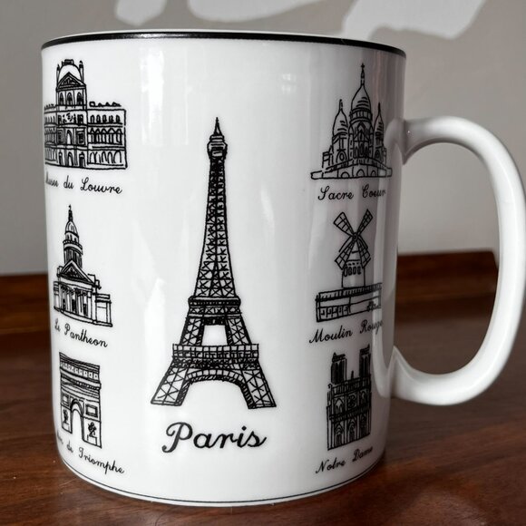 222 Fifth Around The City Paris Jumbo Mug 28oz Latte Soup Porcelain Eiffel Tower - Picture 2 of 12